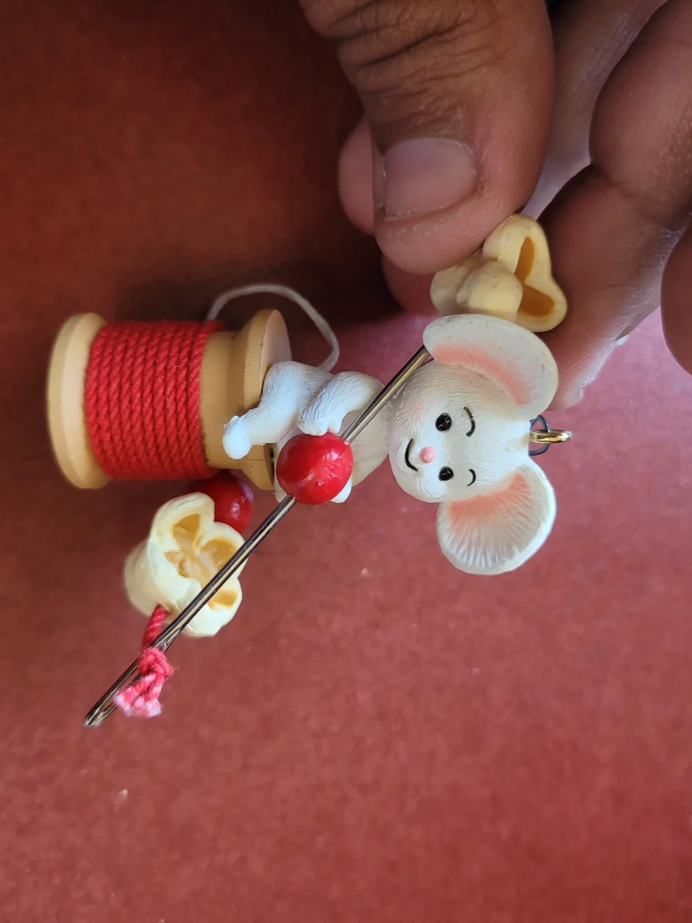 Vintage 1986 Hallmark handcrafted (Popcorn Mouse) Christmas ornament #Hallmark